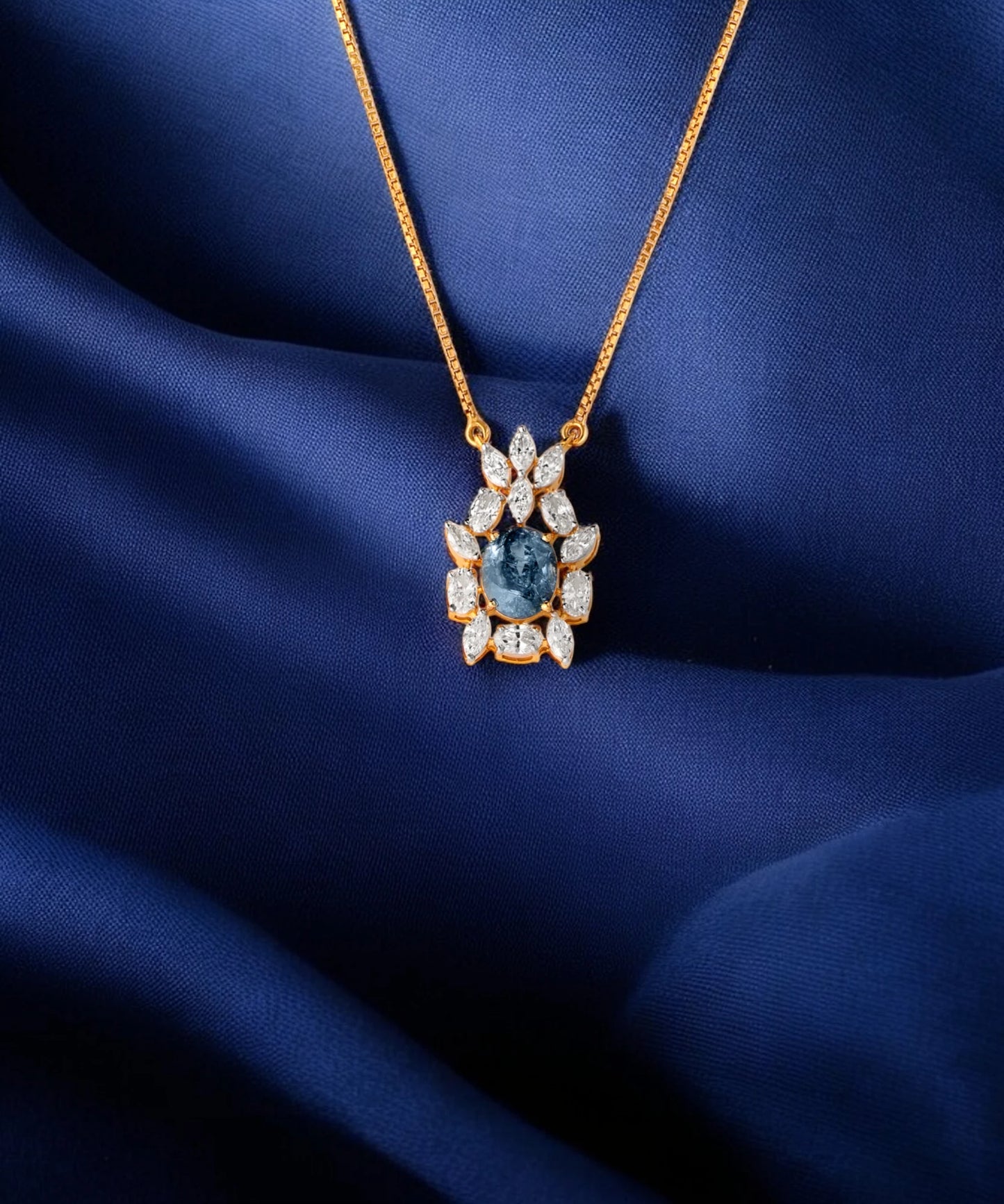 Blue Blossom Pendant- A beautiful lab-grown diamond jewelry piece, showcasing sparkling diamonds set in a stylish design, perfect for special occasions.