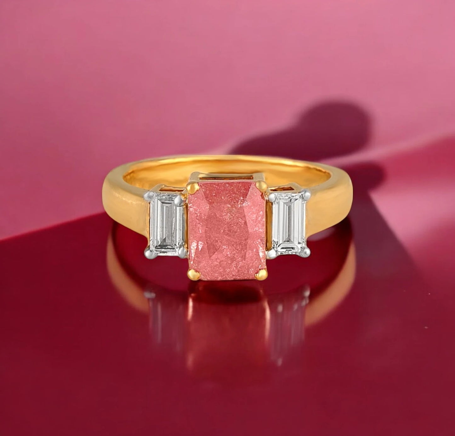 Blush Radiance Trio Ring- A beautiful lab-grown diamond jewelry piece, showcasing sparkling diamonds set in a stylish design, perfect for special occasions.