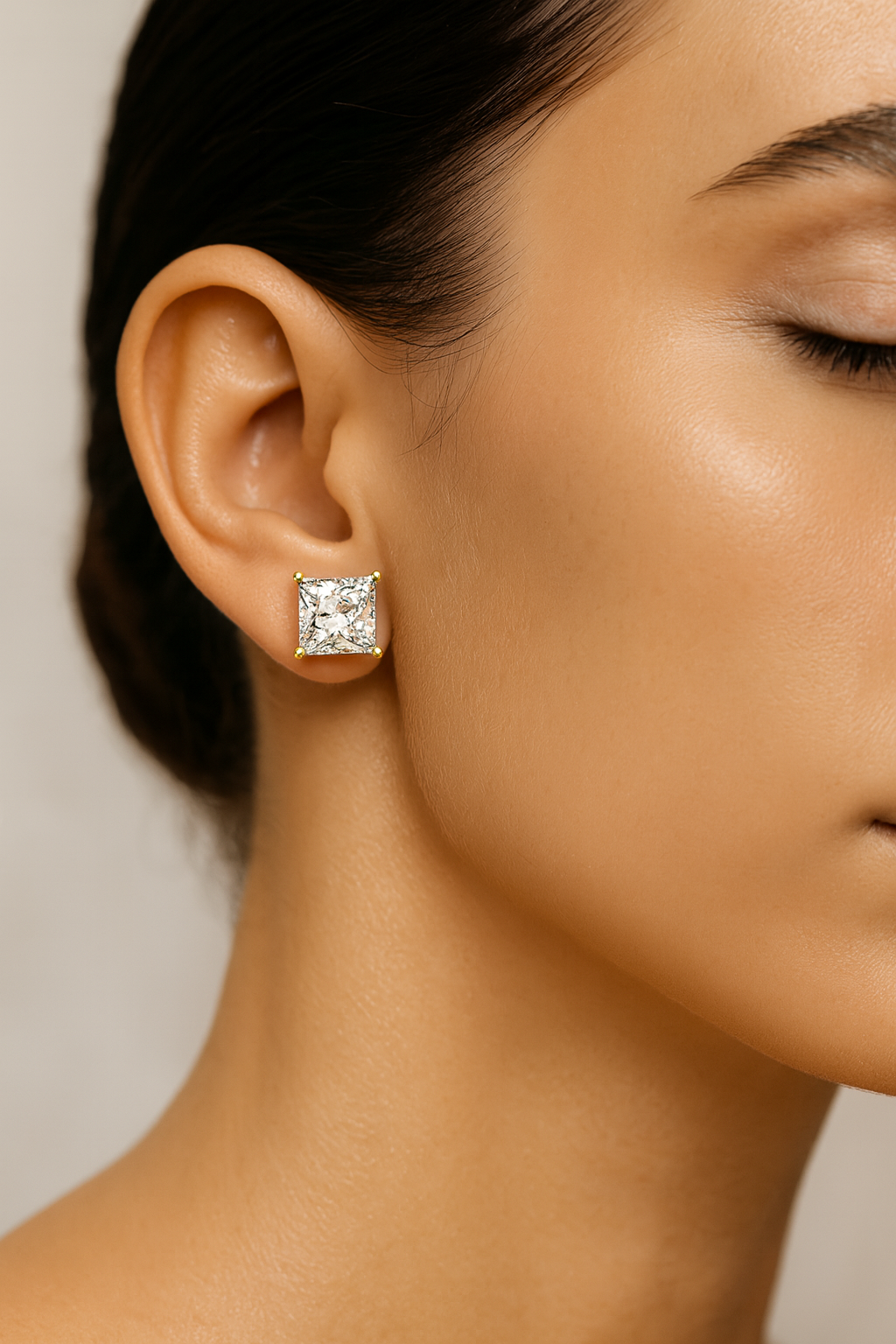 2ct Princess Solitaire Studs