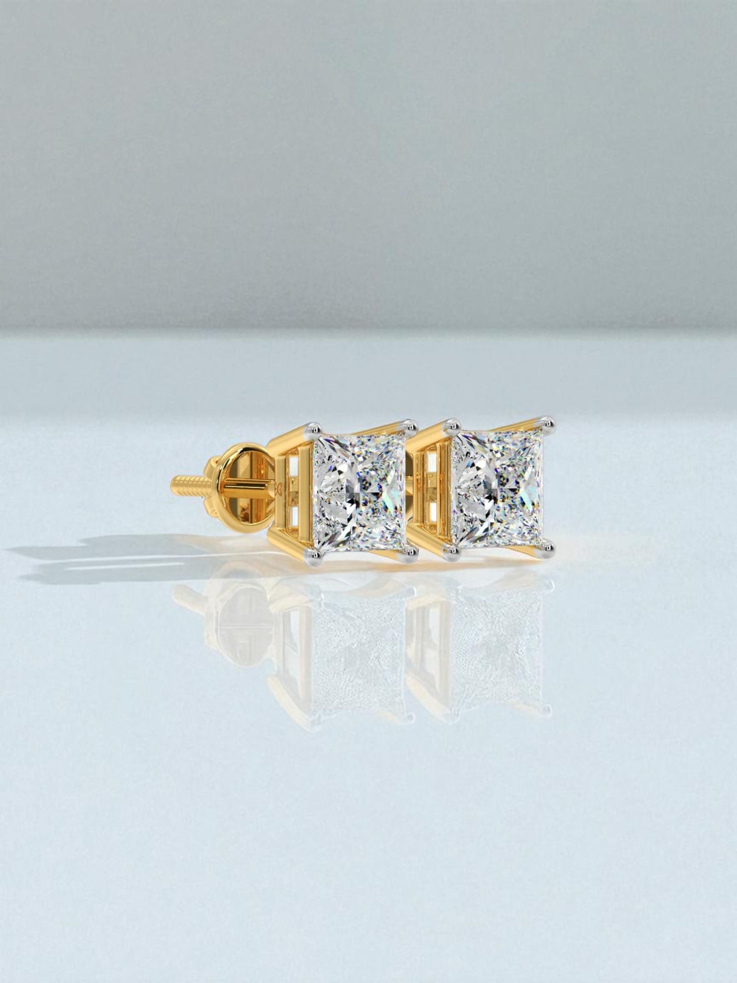 2ct Princess Solitaire Studs