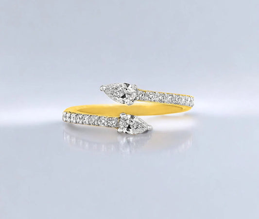 Double Pear Delicate Ring- A beautiful lab-grown diamond jewelry piece, showcasing sparkling diamonds set in a stylish design, perfect for special occasions.