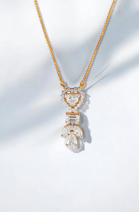 Heart Cascade Pendant- A beautiful lab-grown diamond jewelry piece, showcasing sparkling diamonds set in a stylish design, perfect for special occasions.