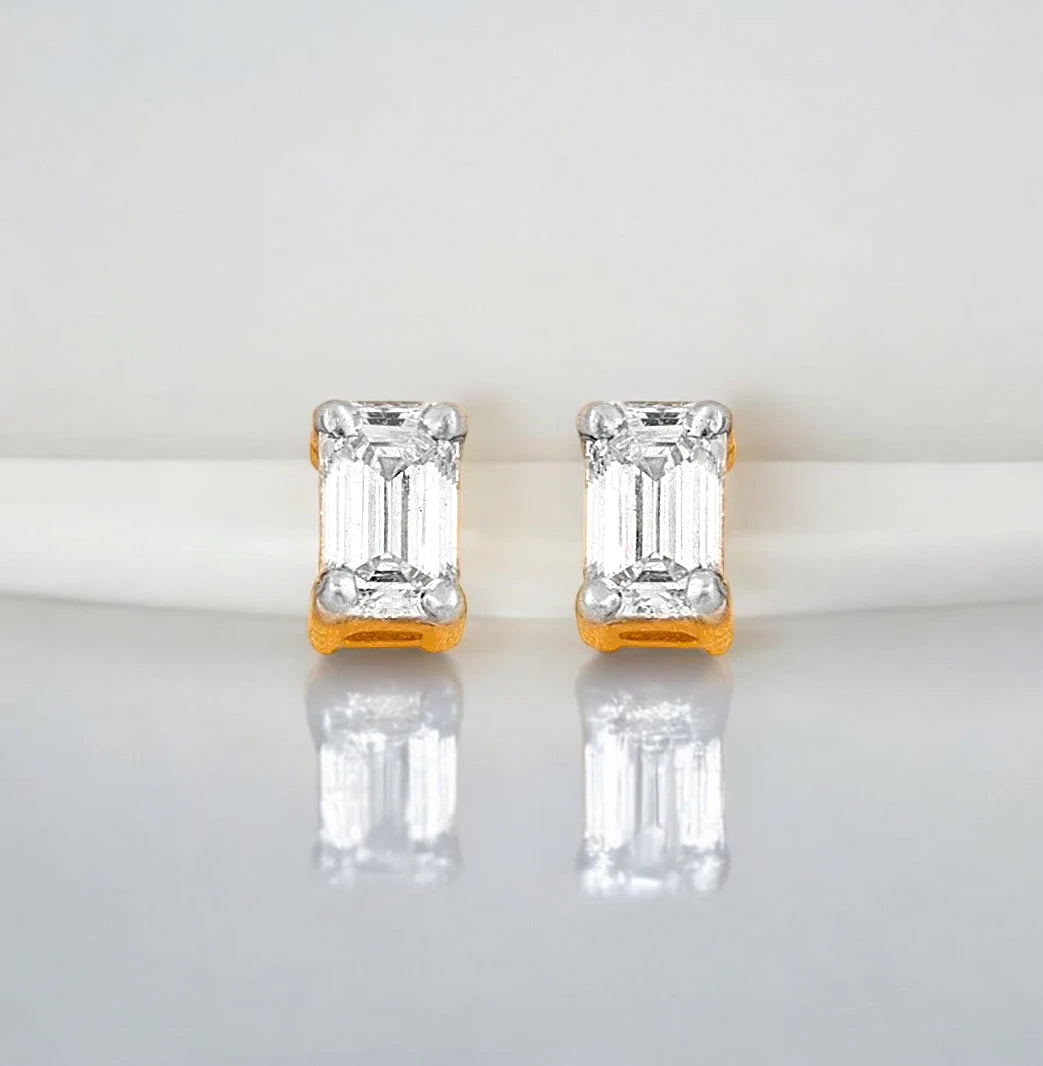 Emerald Small Studs- A beautiful lab-grown diamond jewelry piece, showcasing sparkling diamonds set in a stylish design, perfect for special occasions.