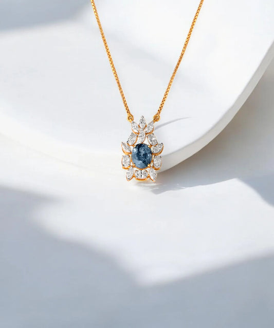 Blue Blossom Pendant- A beautiful lab-grown diamond jewelry piece, showcasing sparkling diamonds set in a stylish design, perfect for special occasions.