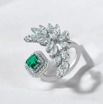 Majestic Emerald Ring- A beautiful lab-grown diamond jewelry piece, showcasing sparkling diamonds set in a stylish design, perfect for special occasions.