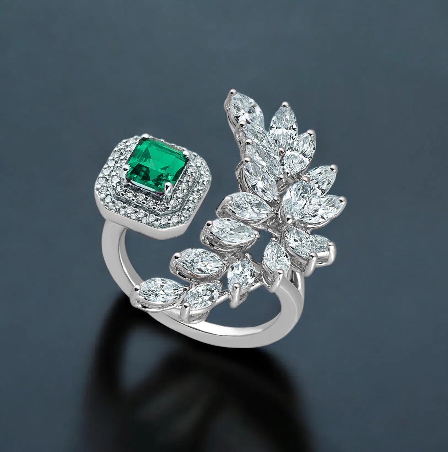 Majestic Emerald Ring- A beautiful lab-grown diamond jewelry piece, showcasing sparkling diamonds set in a stylish design, perfect for special occasions.