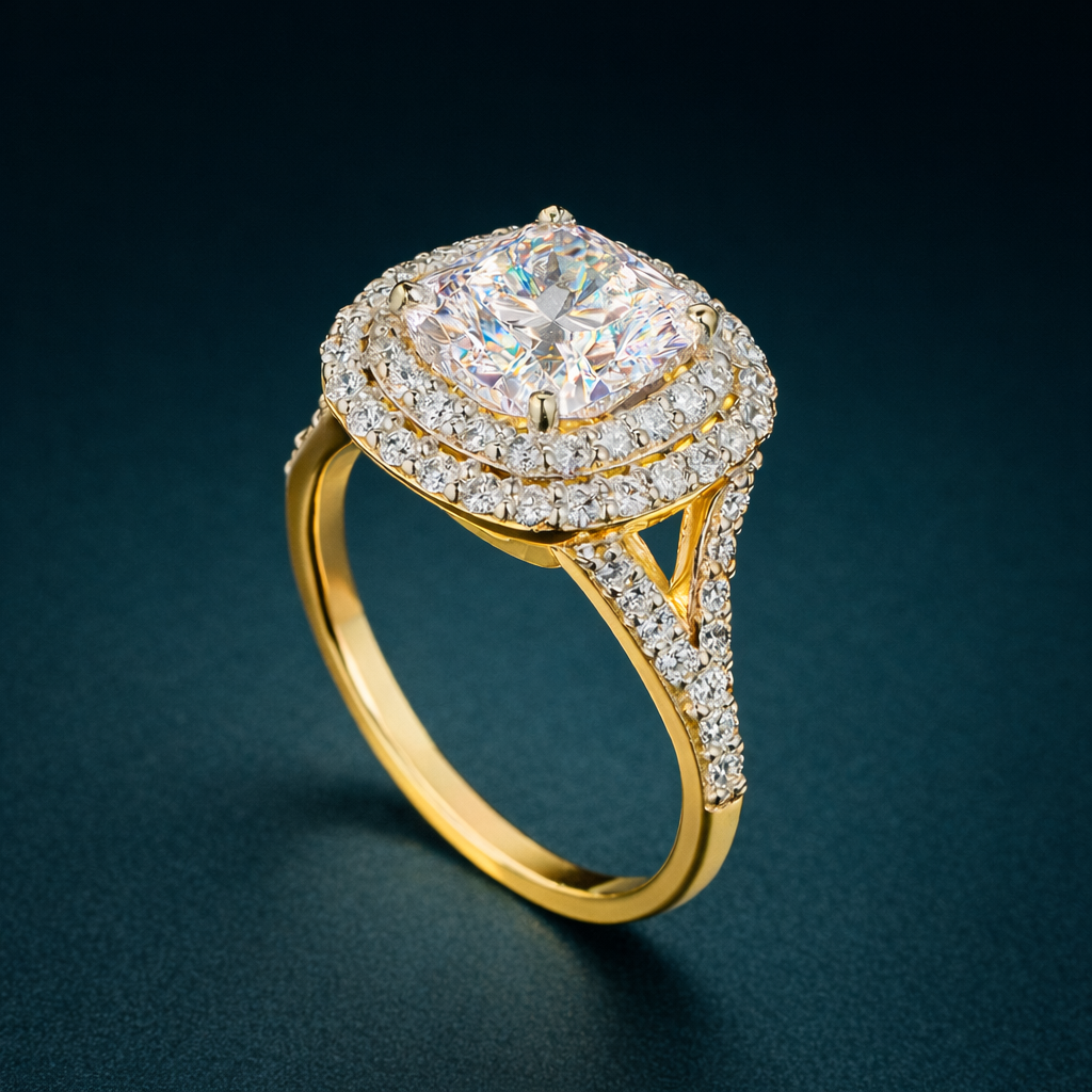3.83ct Cushion Halo Ring