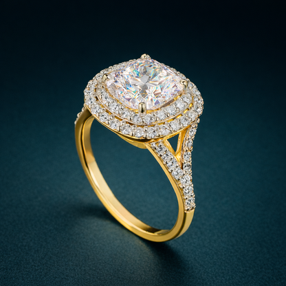3.83ct Cushion Halo Ring