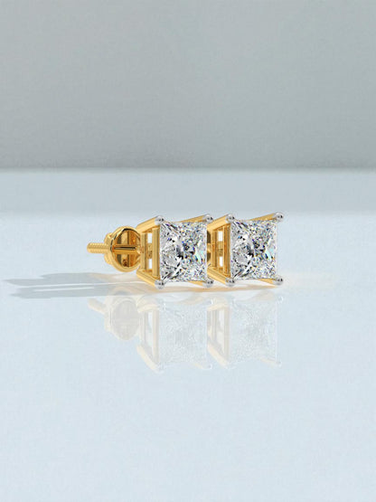 2ct Princess Solitaire Studs